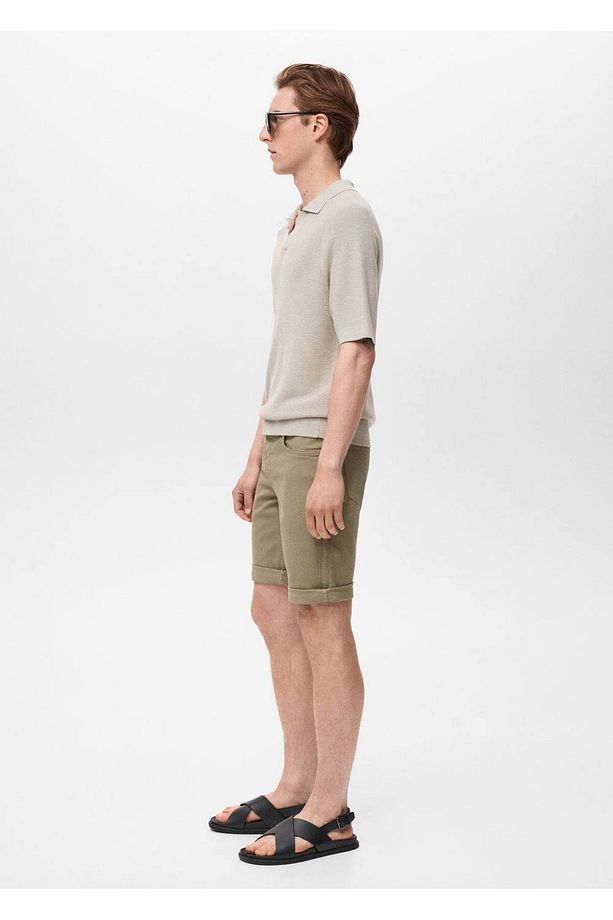 Slim fit kot bermuda şort - 6