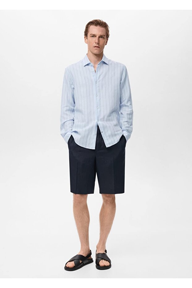 Çizgili keten gömlek - 2