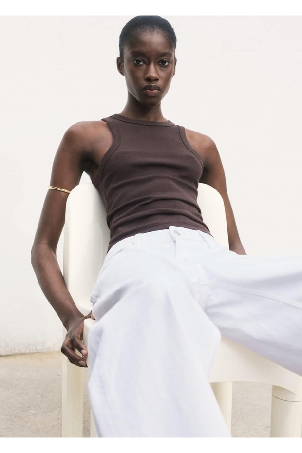 Lastik örgü pamuklu bluz - 6