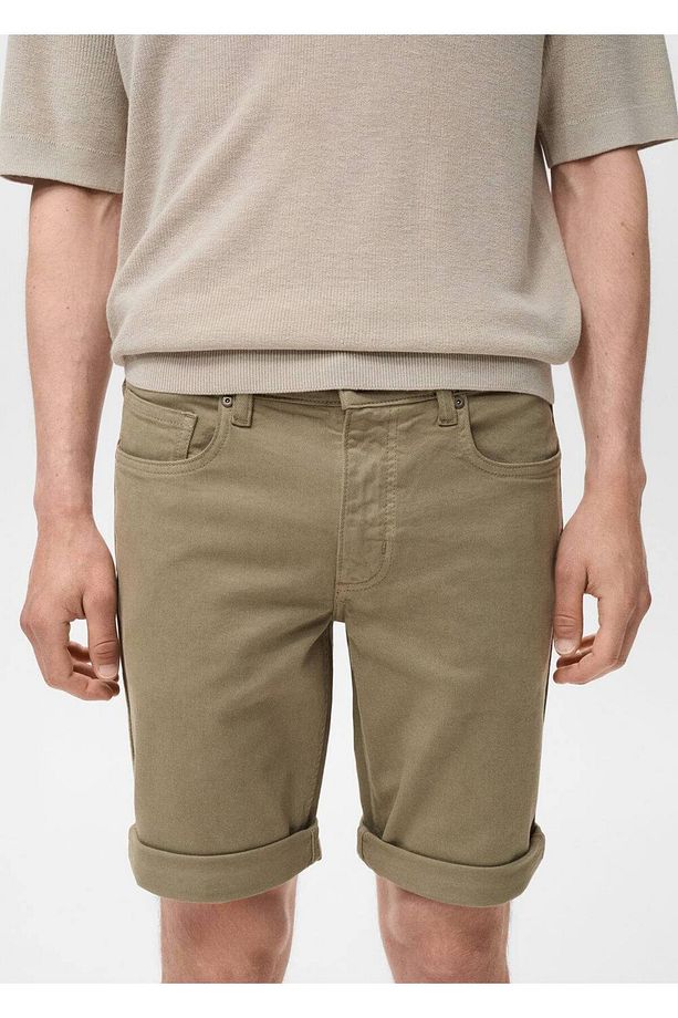 Slim fit kot bermuda şort - 1