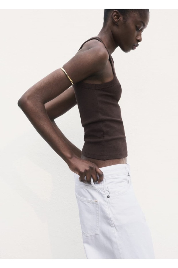 Lastik örgü pamuklu bluz - 1