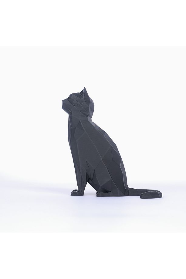 Geometrik Kedi Biblo – 13 cm Low-Poly Dekor - 2