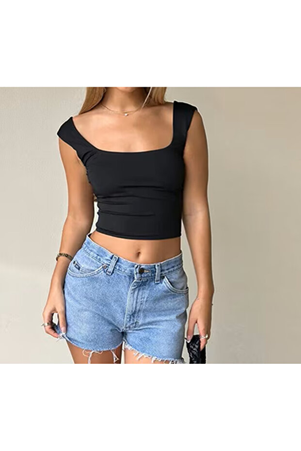 بلوزة ذات رقبة منخفضة مع ربطة عنق خلفية - 3