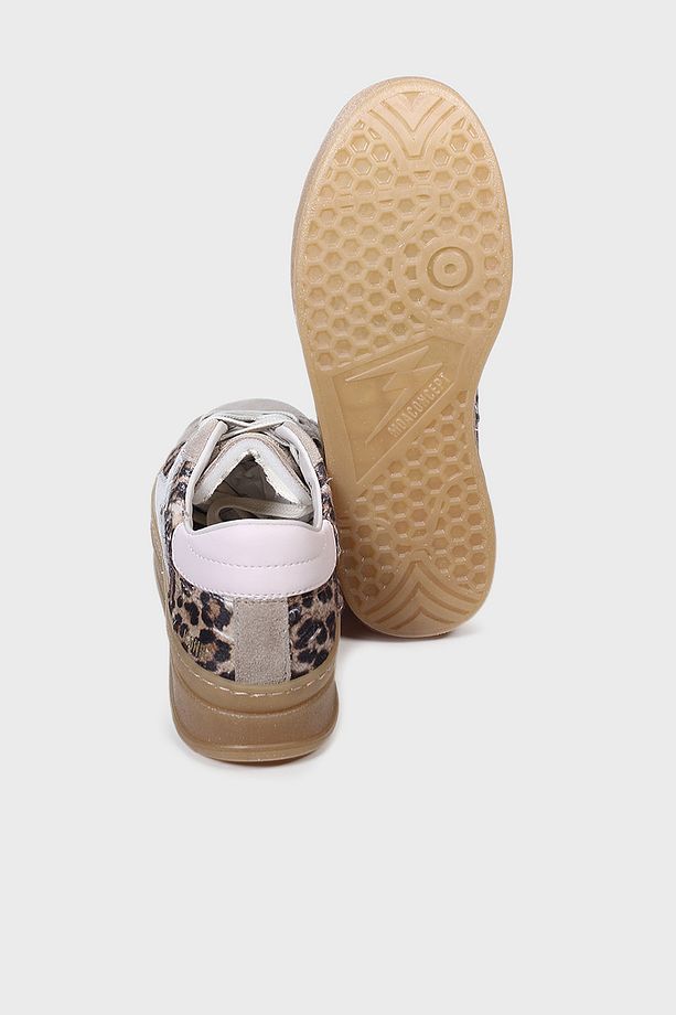 Deri Logolu Leopar ve Süet Detaylı Kalın Taban Sneaker Ayakkabı AYAKKABI ID010 - 7