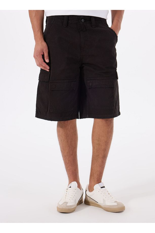 Regular Fit Siyah Erkek Şort M5GD53WGCVAJBLK GO TWILL CARGO SHT - 3