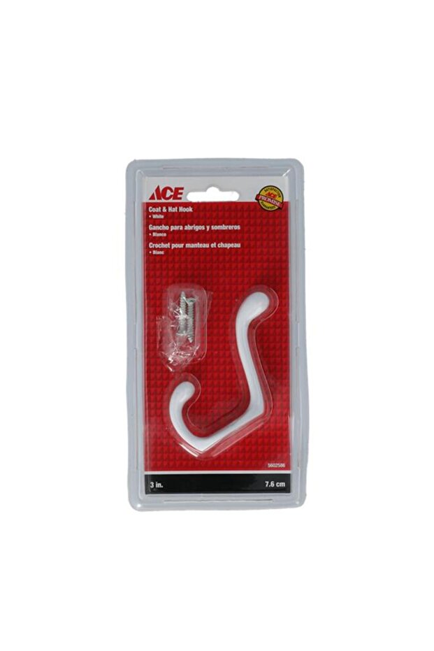 خطاف معطف وقبعة ACE أبيض 3 بوصة - 1