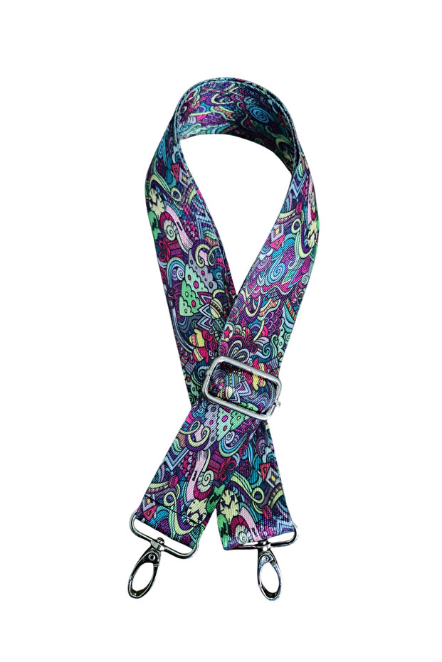 Polyester Column Adjustable Bag and Phone Strap with Silver Metal Accessories 120 cm Infinity Pattern