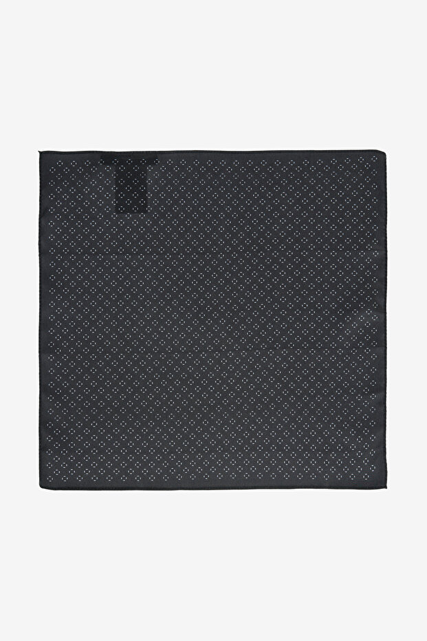 Men's Black Patterned Handkerchief - 2