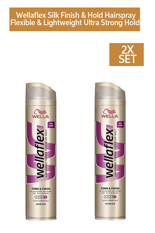 Wellaflex Silk Finish & Hold Hairspray – Flexible & Lightweight Ultra Strong Hold – 250ml x2