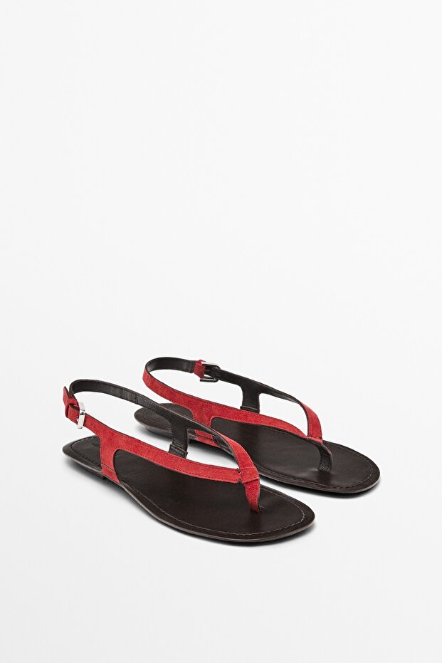 Kalın süet düz sandalet - 2