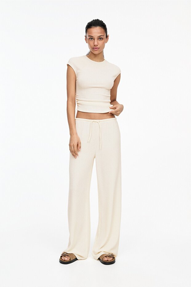 Krep wide leg pantolon - 3