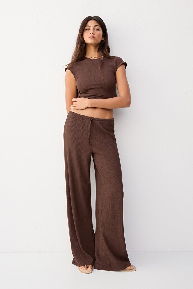 Krep wide leg pantolon - 2