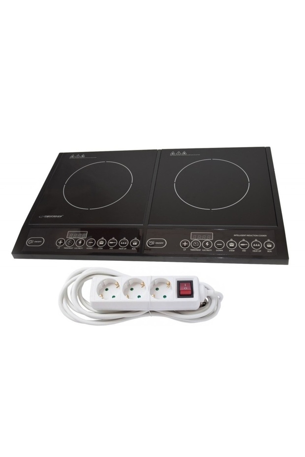Arcas Dual Zone Induction Cooktop Set with 8-Level Temperature Control and 3-Socket Extension Cord - 1