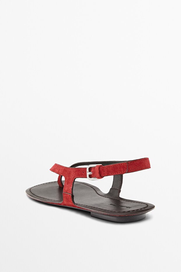 Kalın süet düz sandalet - 4