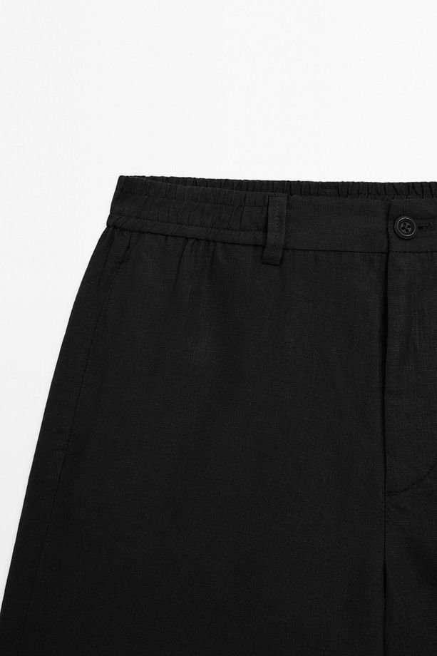 Hafif %100 keten bermuda şort - 6