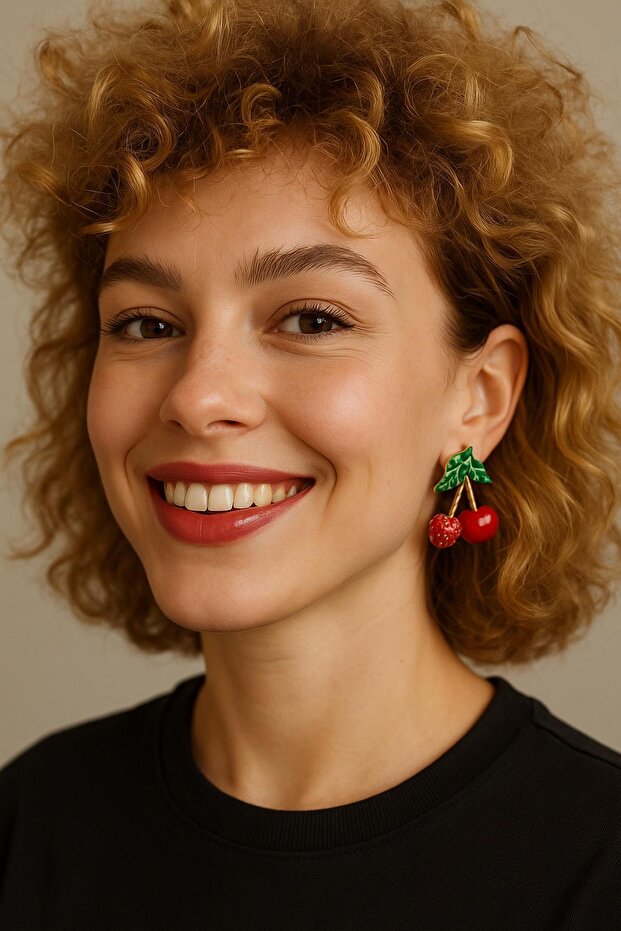 Taşlı Tatlı Kiraz küpe - 1