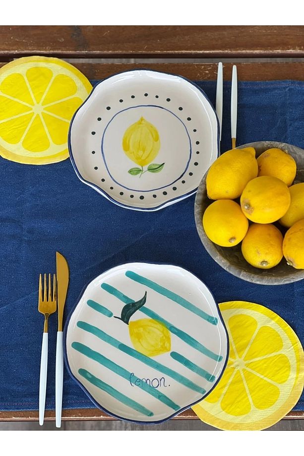 2 Adet El Yapımı Limon2 Temalı Sunum Tabağı - 3
