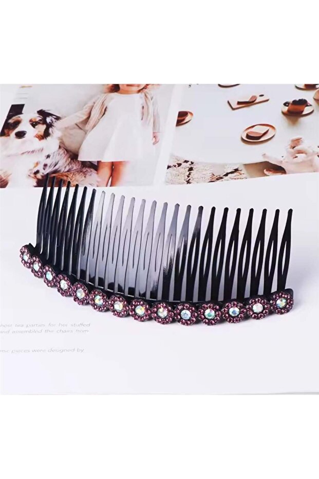 Plum Crystal Stone Comb Buckle