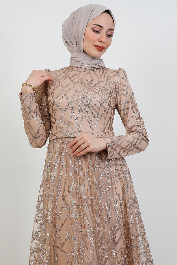 Cansu Simli Abiye Sütlükahve - 6