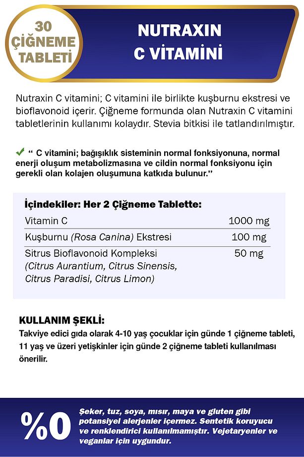 C Vitamini 500 Mg 30 Adet Çiğneme Tableti - 2