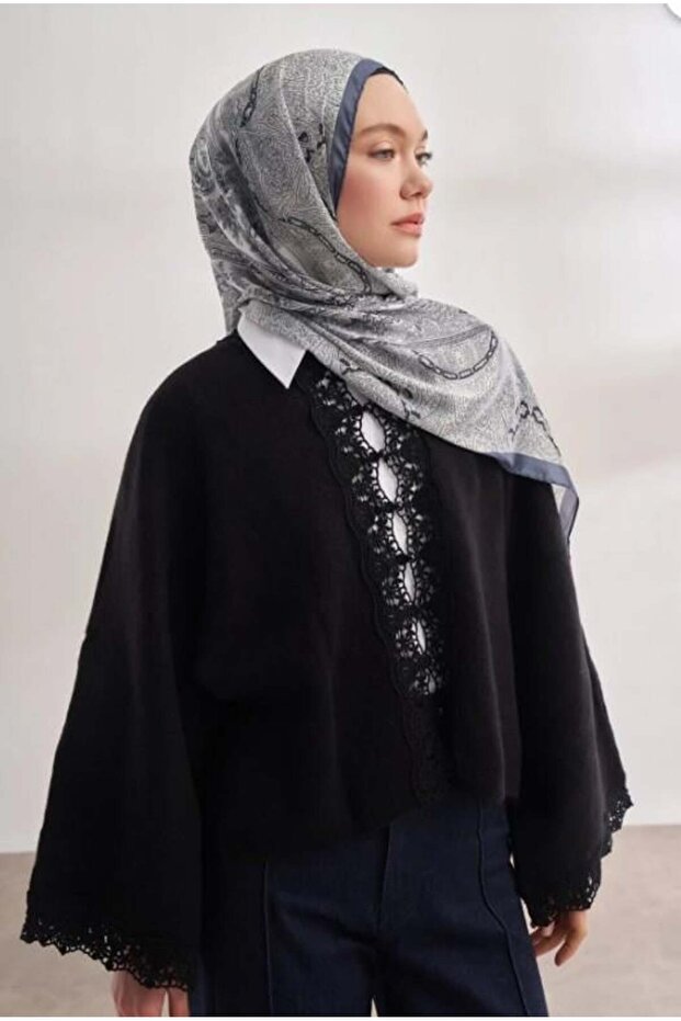 Şal importat Voile Nuit Pattern 04463-Afumat - 2