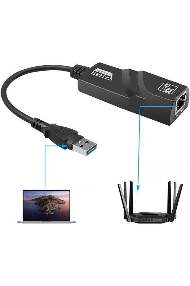 USB3.0 - RJ45 Konnektörü Bilgisayar için 10/100/1000Mbps Ethernet Adaptörü USB Adaptörleri - 4