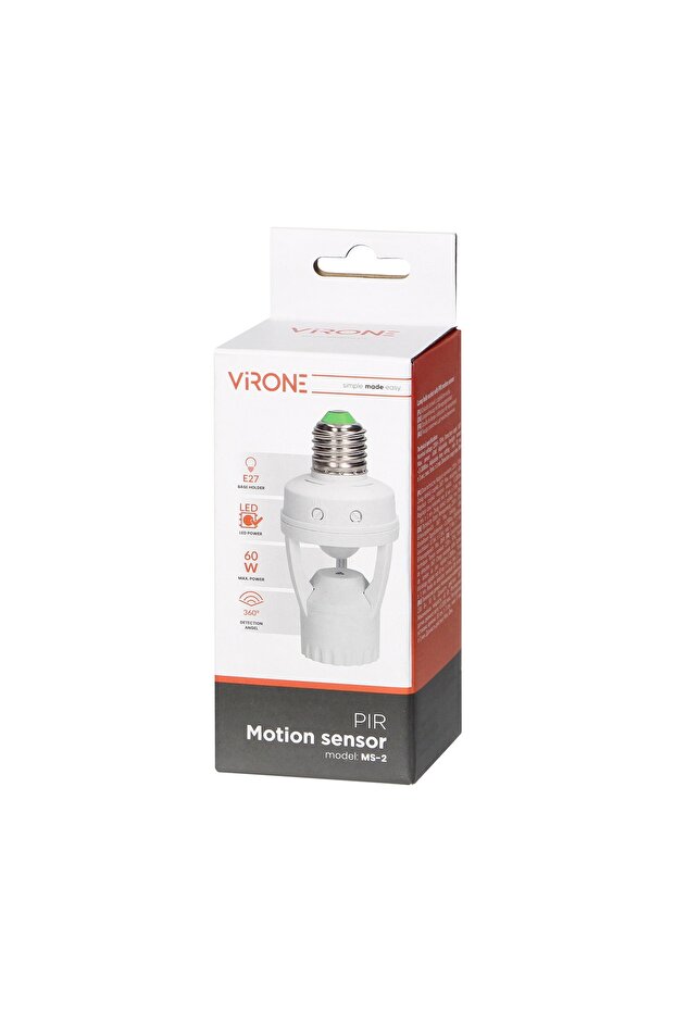 360° motion sensor bulb socket VIRONE MS-2, E27, 60W - 4