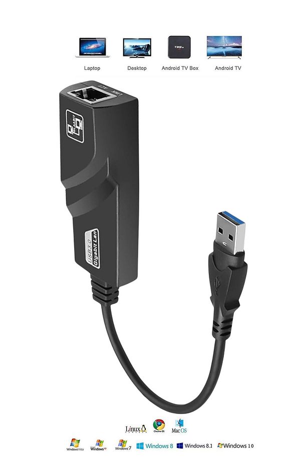 USB3.0 - RJ45 Konnektörü Bilgisayar için 10/100/1000Mbps Ethernet Adaptörü USB Adaptörleri - 1