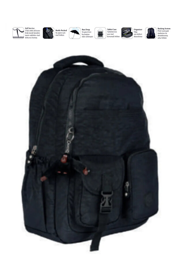 Relaxion Crinkle Fabric Waterproof School Travel Backpack 1635