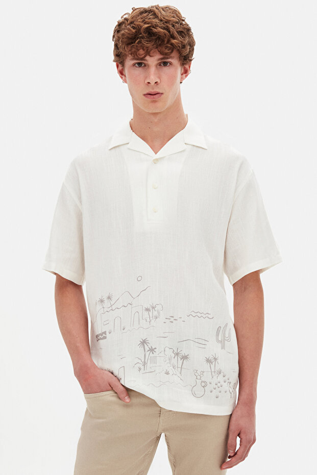 Relaxed Beyaz Gömlek - 6