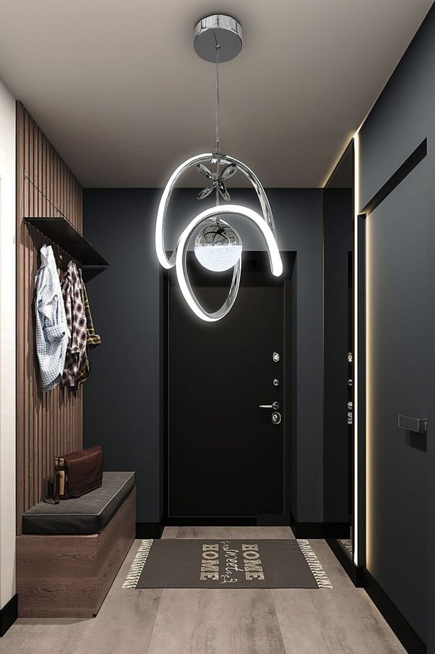 Badem Tek Toplu Modern Sarkıt Led Avize Kumandasız Krom - 4