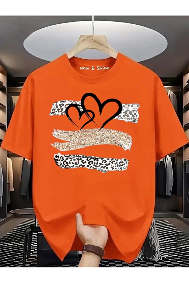 Hearts Printed Oversize T-Shirt