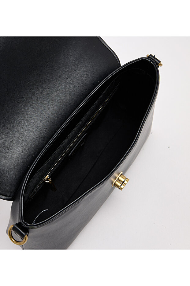 حقيبة يد سوداء صلبة - 6