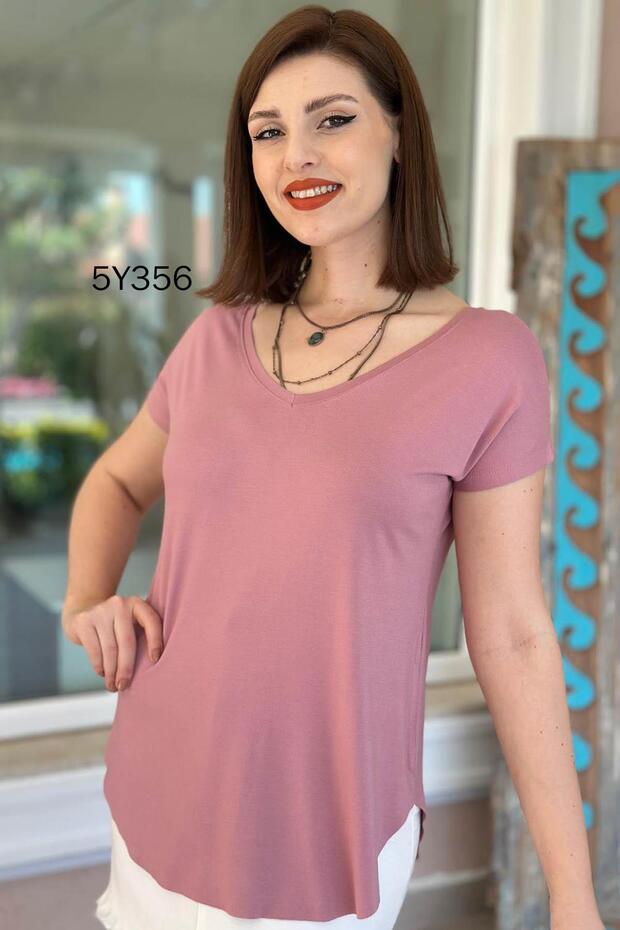 تيشيرت حريري فيسكوز لإخفاء البطن 5y356