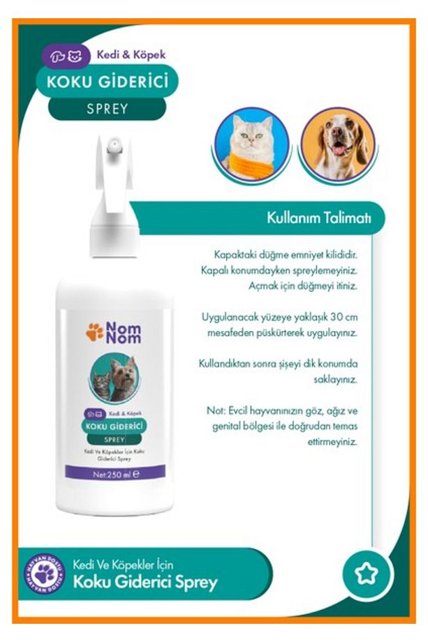 NomNom Kedi ve Köpek Koku Giderici Sprey 250 ml – Idrar Kokusu ve Lekelere Karşı Etkili Çözüm - 3