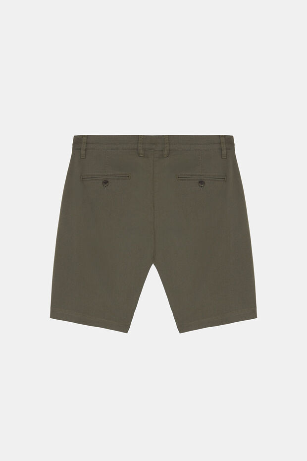 YEŞİL PAMUK ELASTAN DÜĞMELİ BERMUDA - 2