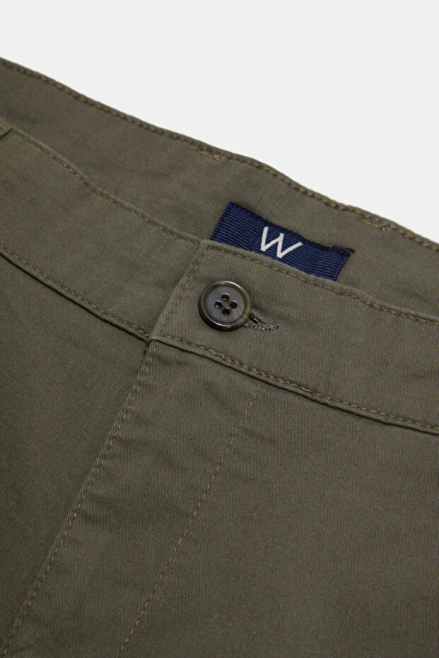 YEŞİL PAMUK ELASTAN DÜĞMELİ BERMUDA - 3