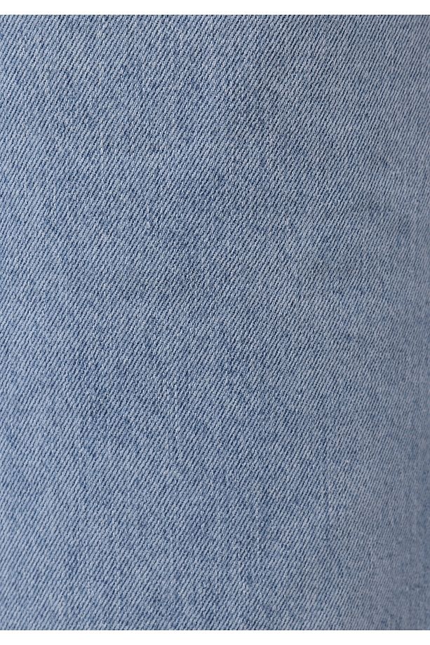 Regular Fit Orta Bel Düz Erkek İndigo Jean Şort - 7