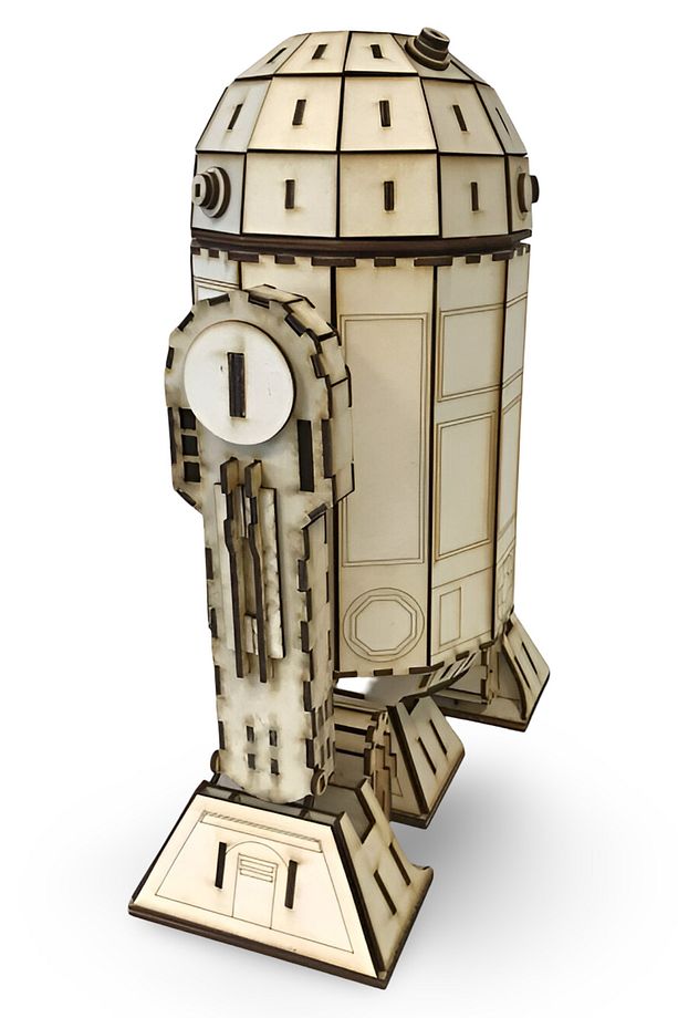 Star Wars Temalı Ahşap R2D2 Puzzle - Hobi ve Dekoratif Puzzle - 3D Robot Maketi - 3