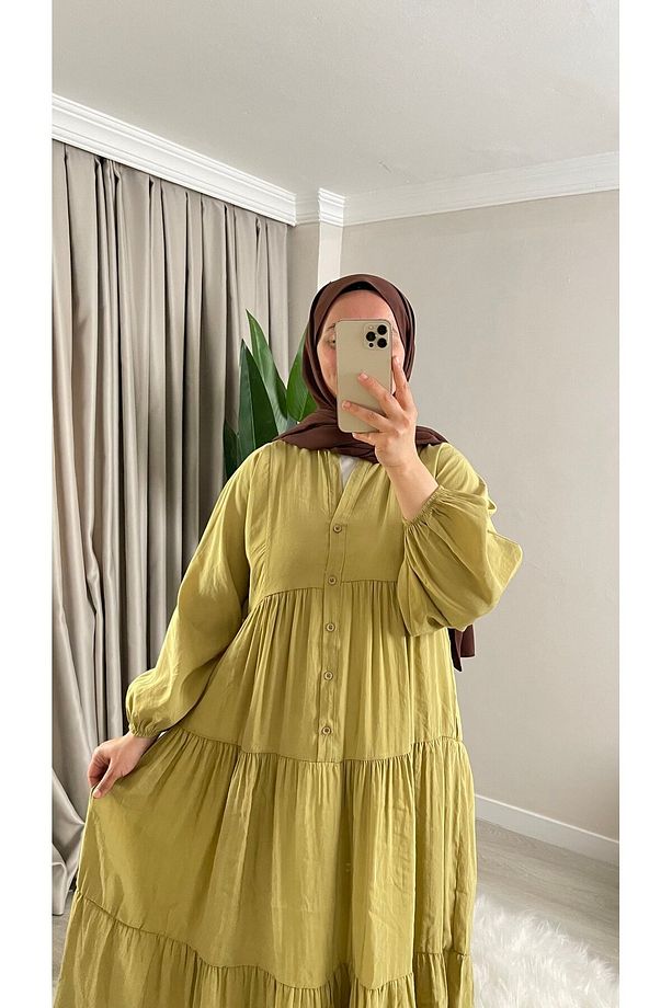 Yasemin Çiçekli - Modal Kumaş - Desenli Uzun Yazlık Elbise - 4