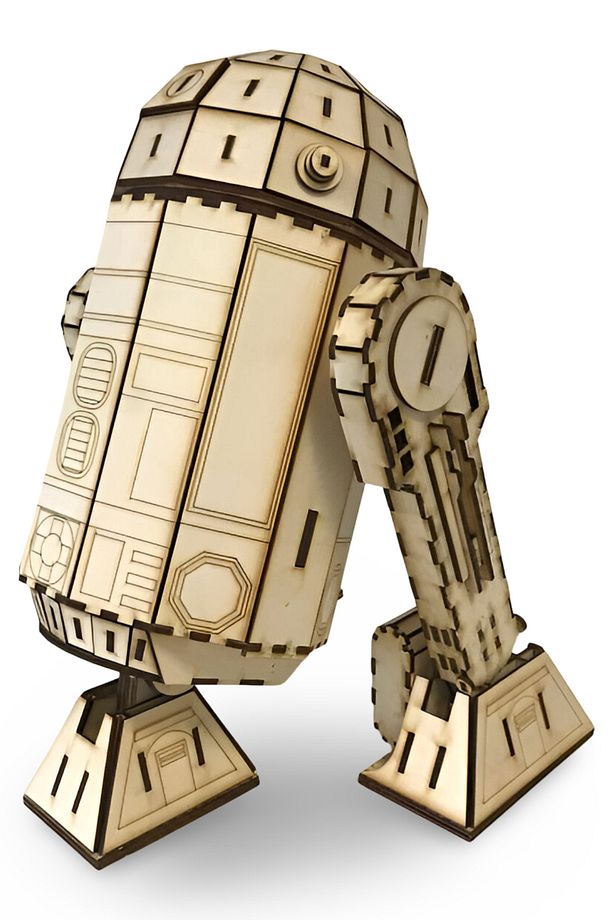 Star Wars Temalı Ahşap R2D2 Puzzle - Hobi ve Dekoratif Puzzle - 3D Robot Maketi - 4