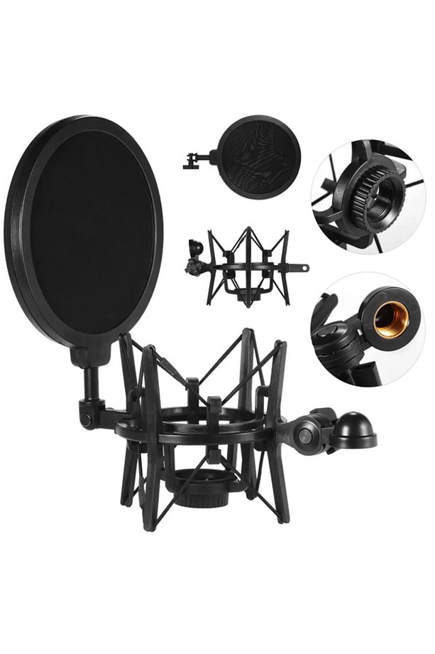 SH101 Mikrofon Tutucu Shock Mount ve Pop Filter - 3