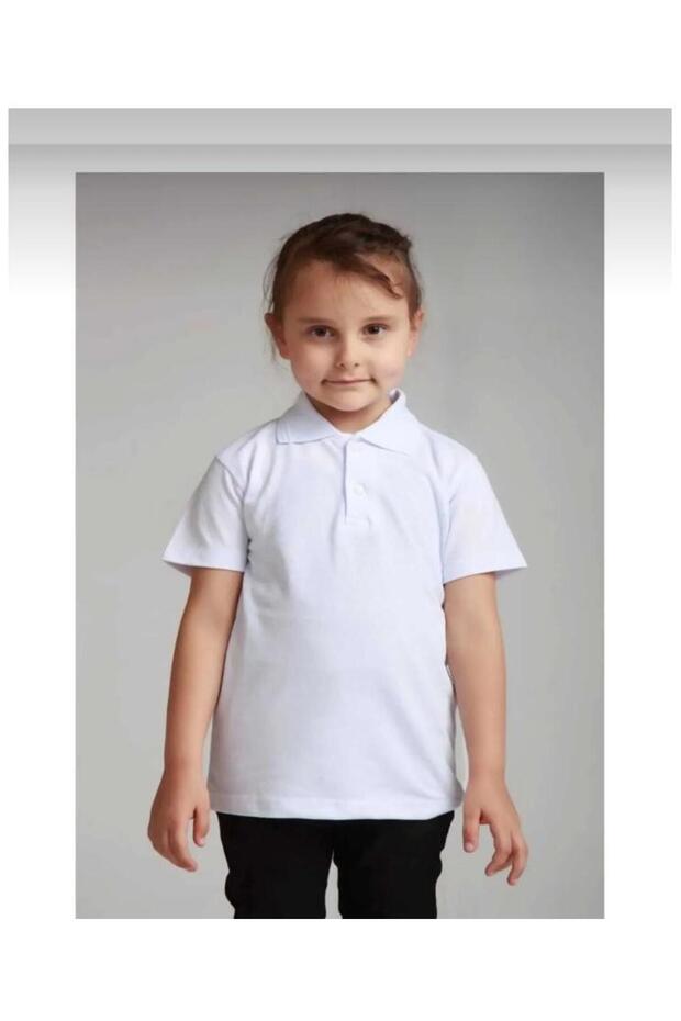 Children's Girl-Boy White Short Sleeve 100% Cotton Daily and School T-Shirt