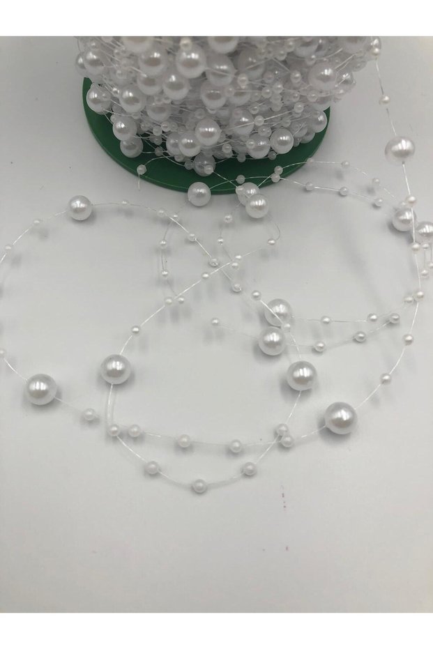 10 Meters White Thread Ribbon Pearl Bead Ribbon Flower Ornament Decoration Bead