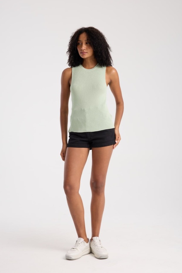 Basic Kolsuz Crop Kadın Triko - 5