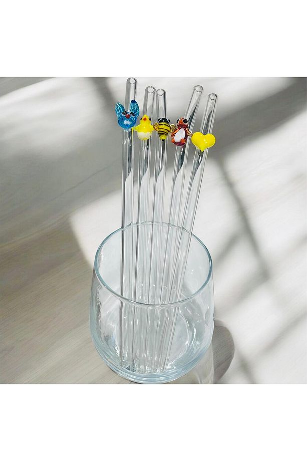 Cam Pipet Şeffaf Pipet Yıkanabilir Figürlü Tasarım Sürdürülebilir Pipet - 2