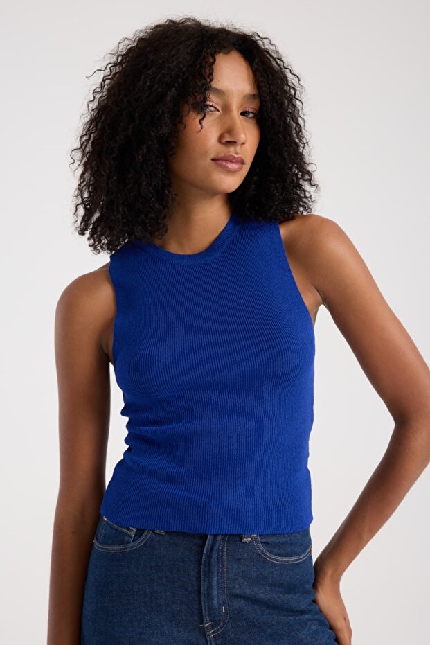 Basic Kolsuz Crop Kadın Triko - 6