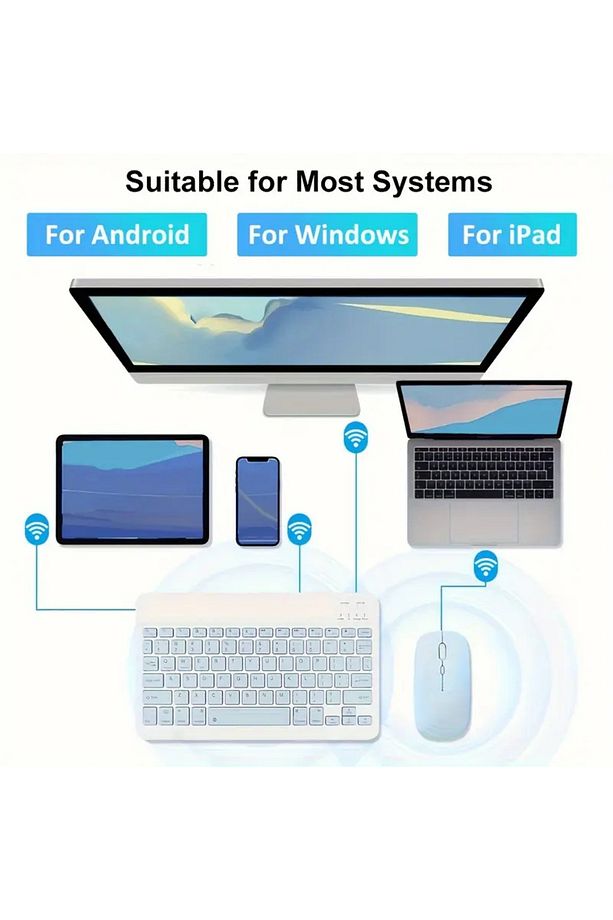 PC/Notebook/Macbook Uyumlu Kablosuz Şarj Edilebilir Klavye Mouse Seti Sessiz Türkçe Karakter Klavye - 5