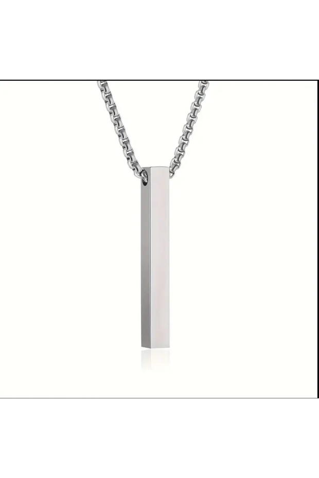 Donguan Minimalist Stainless Steel Long Bar Necklace, Hip-Hop Geometric