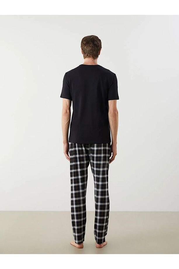 Siyah Standart Kalıp Erkek Pijama Takımı - 4